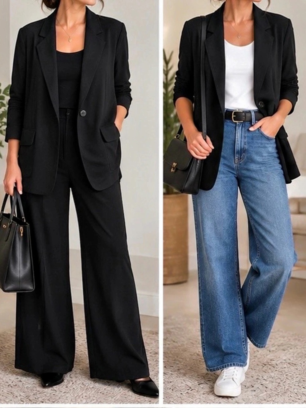 Sympli Black One-Button Blazer